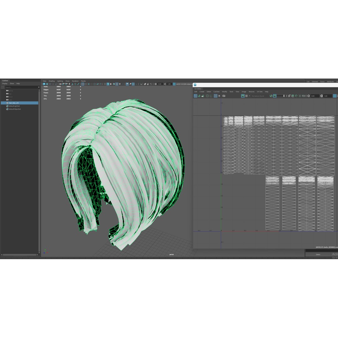 Female Bob Hairstyle 3D Model – Low Poly Game-Ready Hair Asset, FBX - View 9