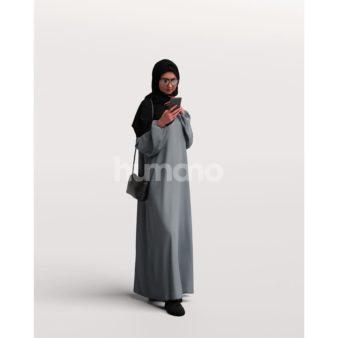 Arab Woman 3D Model – Realistic Character in Abaya, PBR Textures