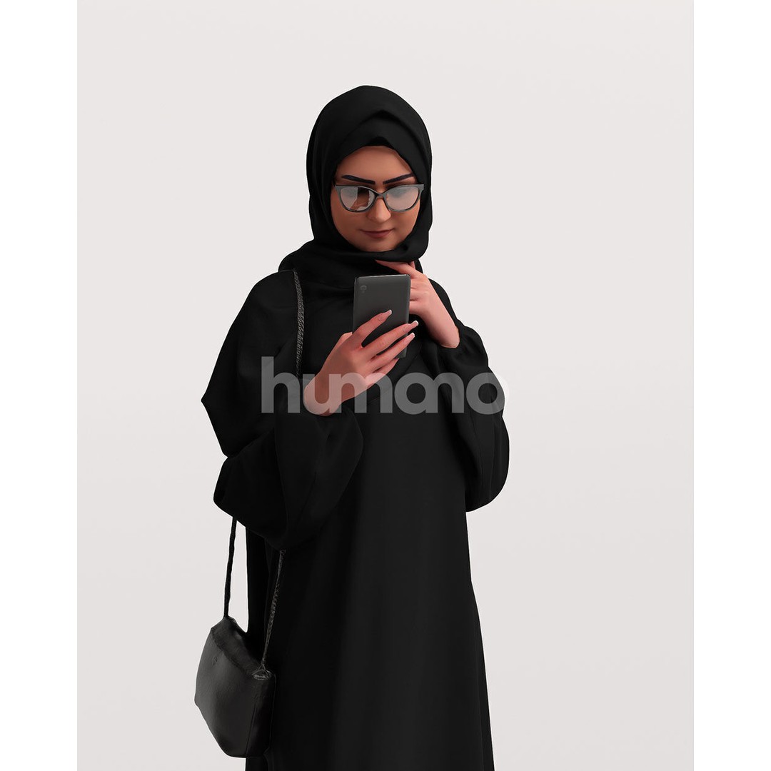 Arab Woman 3D Model – Realistic Character in Abaya, PBR Textures - View 10