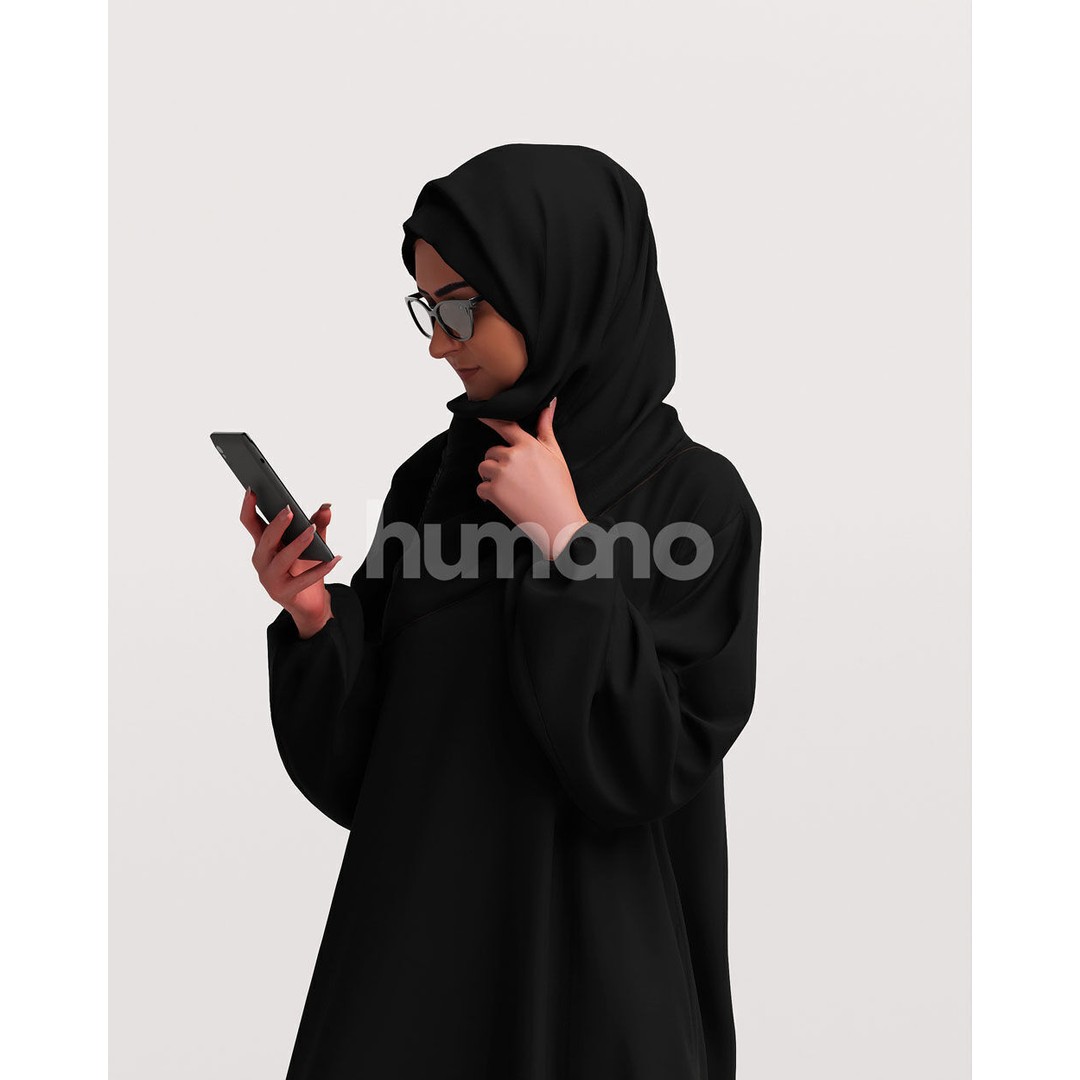 Arab Woman 3D Model – Realistic Character in Abaya, PBR Textures - View 11