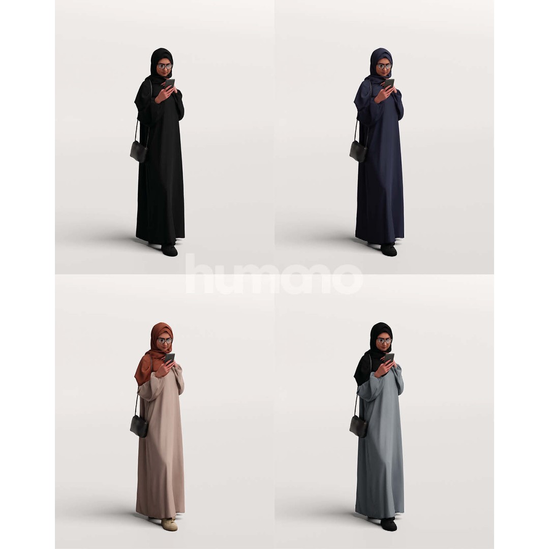 Arab Woman 3D Model – Realistic Character in Abaya, PBR Textures - View 3