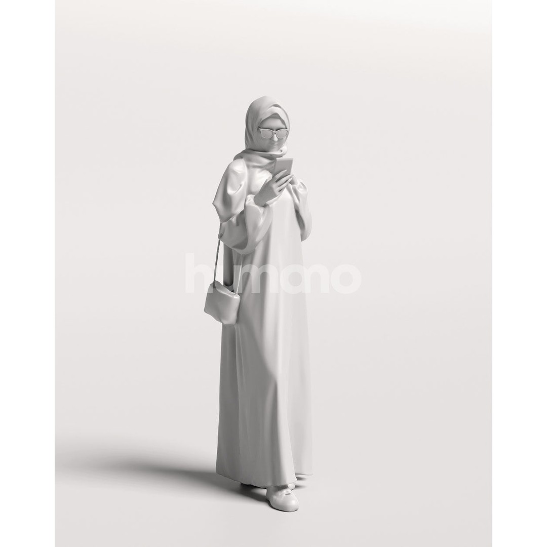 Arab Woman 3D Model – Realistic Character in Abaya, PBR Textures - View 4