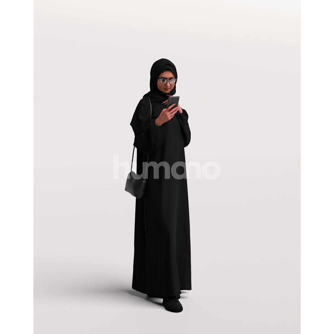 Arab Woman 3D Model – Realistic Character in Abaya, PBR Textures - View 5