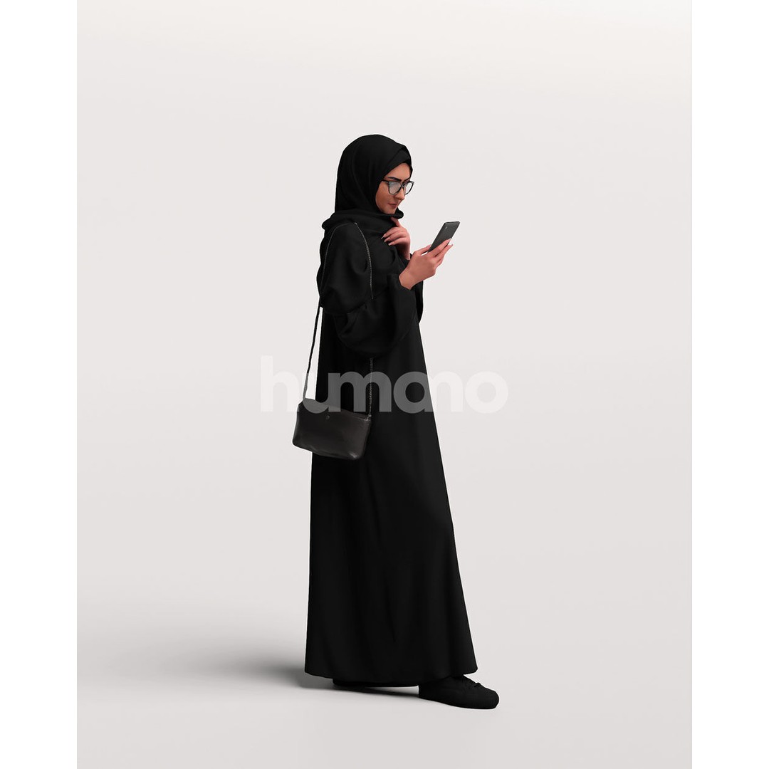 Arab Woman 3D Model – Realistic Character in Abaya, PBR Textures - View 6