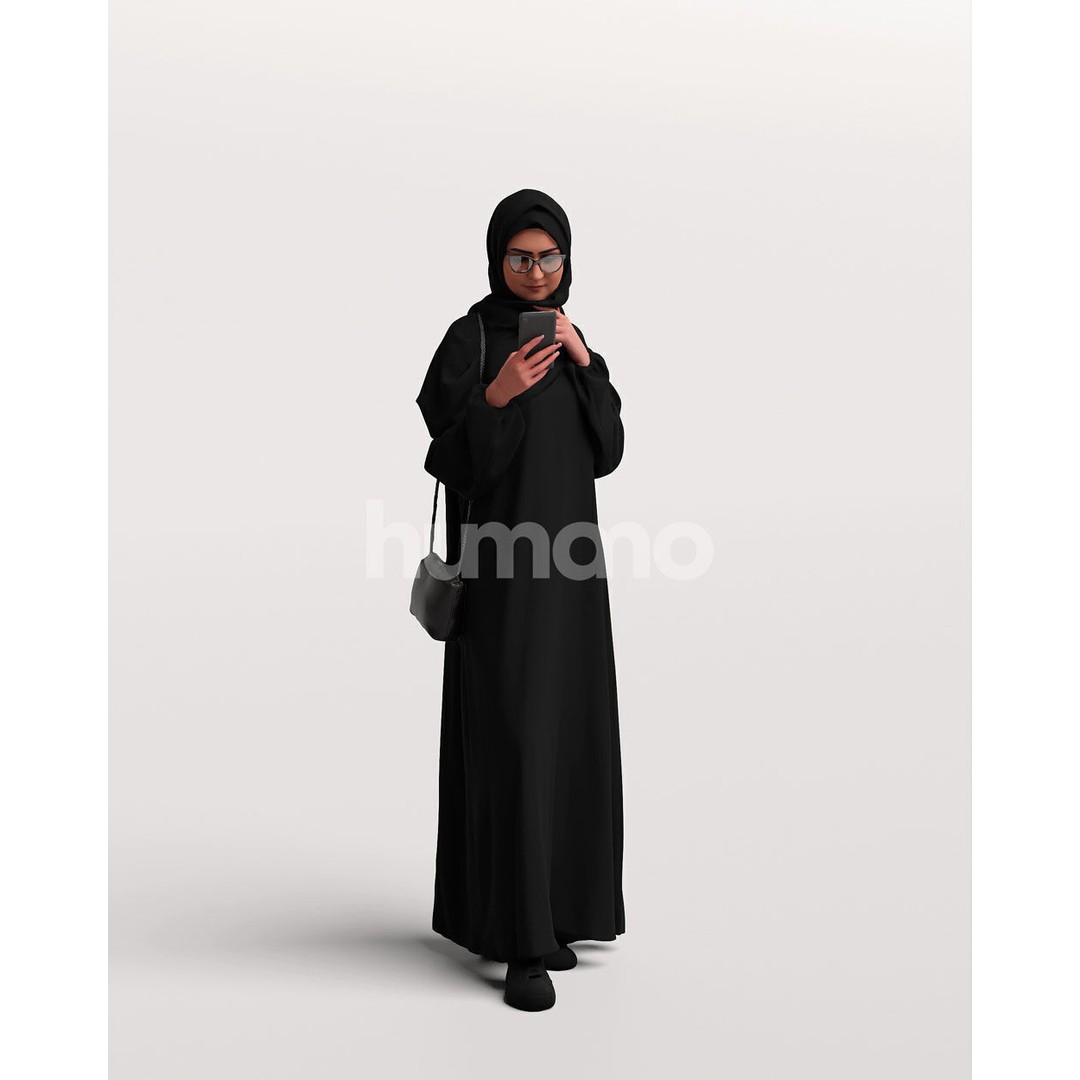 Arab Woman 3D Model – Realistic Character in Abaya, PBR Textures - View 7