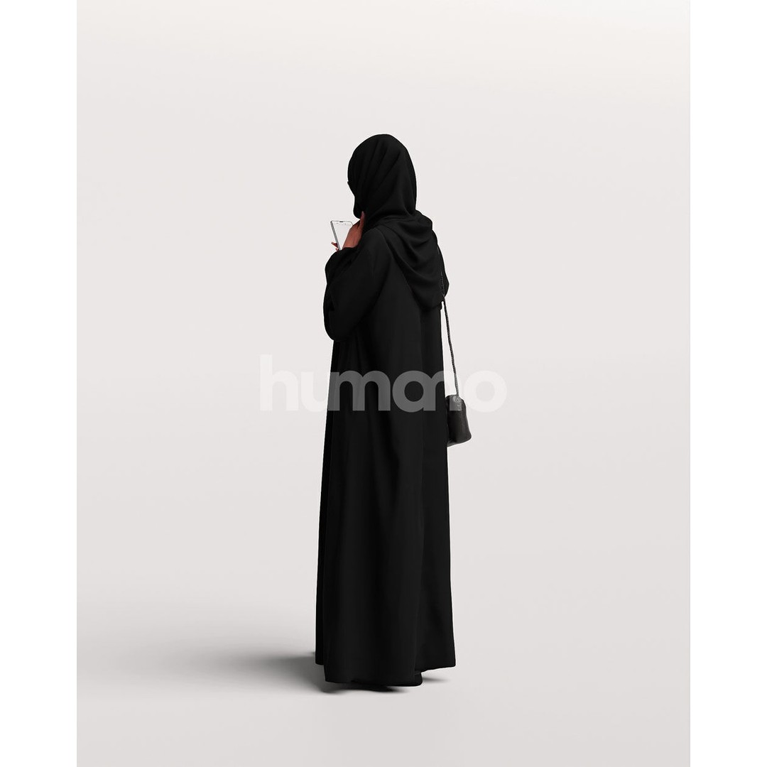 Arab Woman 3D Model – Realistic Character in Abaya, PBR Textures - View 8