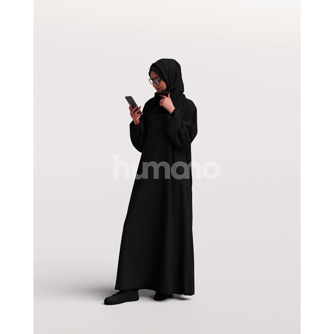 Arab Woman 3D Model – Realistic Character in Abaya, PBR Textures - View 9