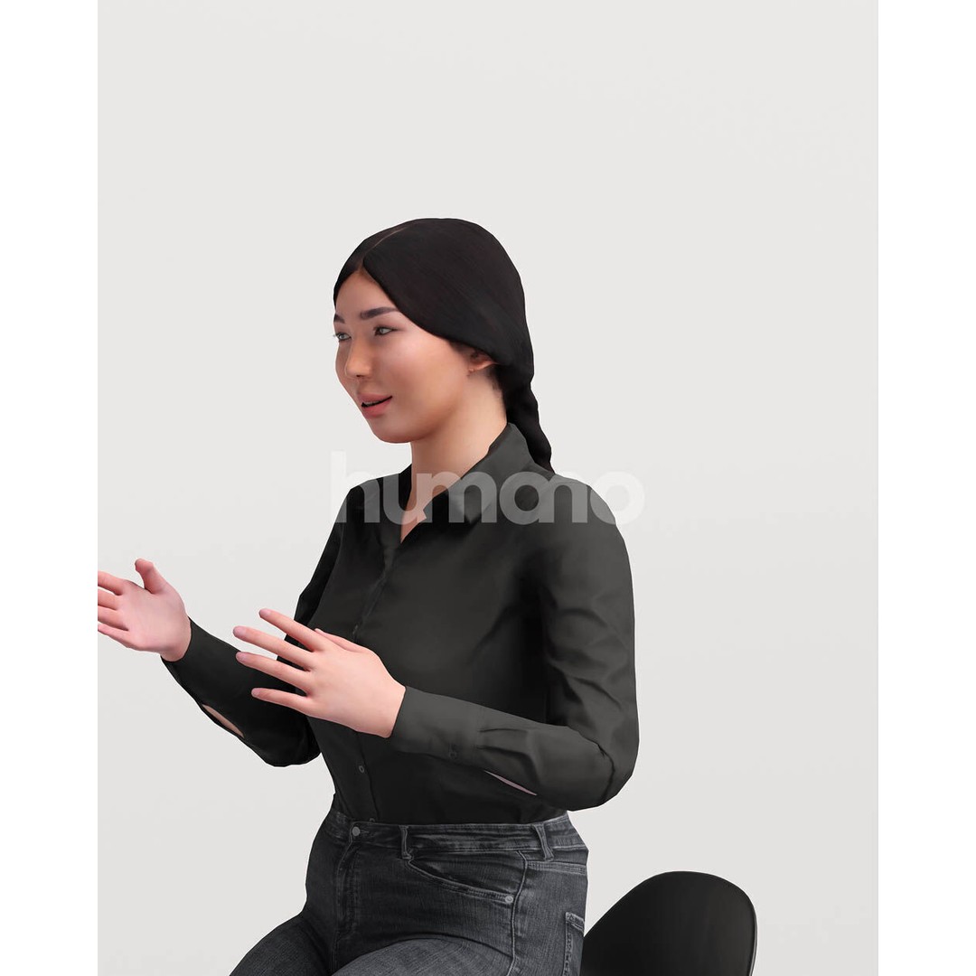 Humano Asian Woman 3D Model – Realistic Posed Character, FBX, Blender - View 10