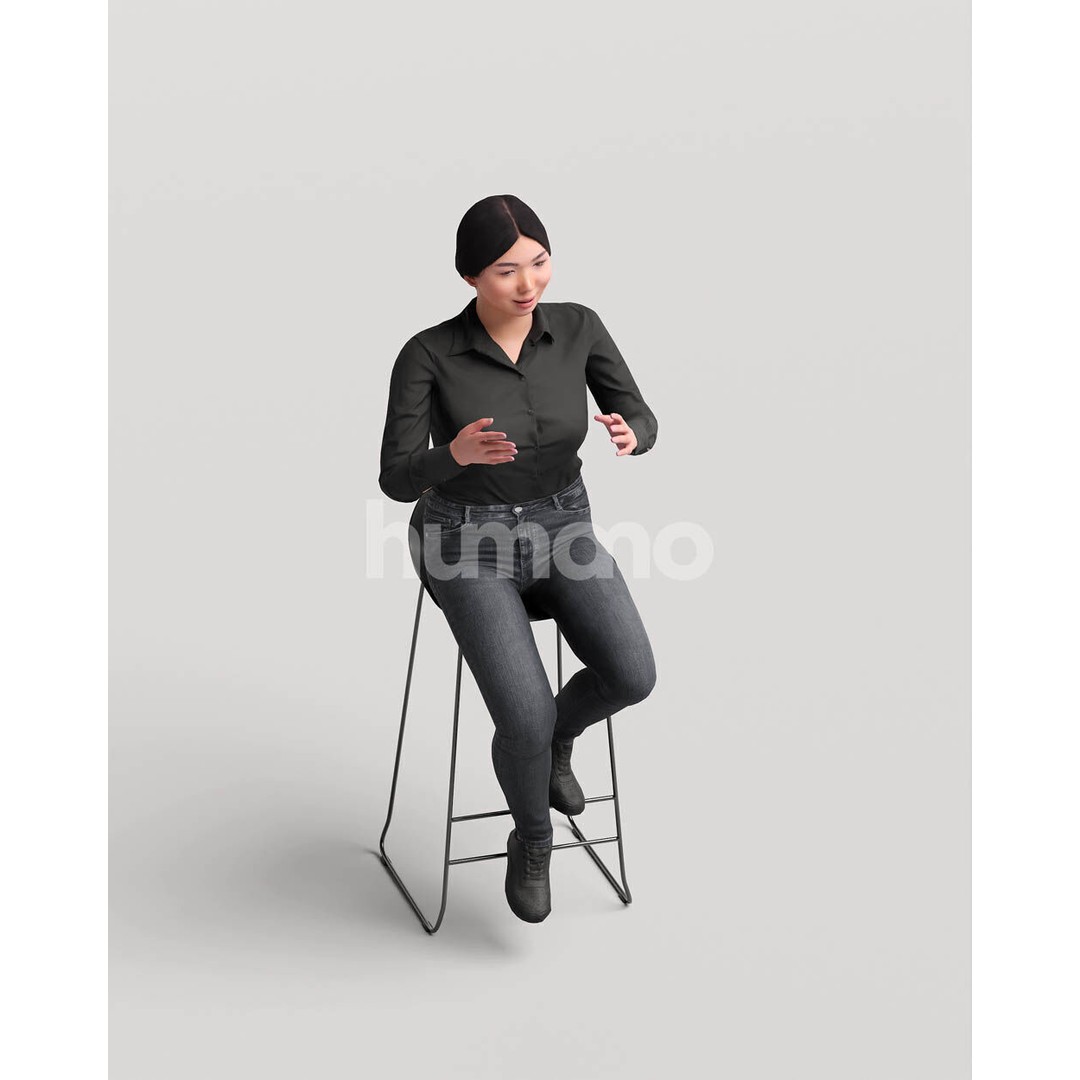 Humano Asian Woman 3D Model – Realistic Posed Character, FBX, Blender - View 11