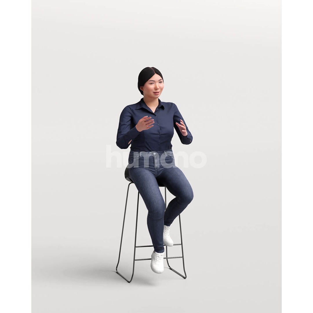 Humano Asian Woman 3D Model – Realistic Posed Character, FBX, Blender - View 12