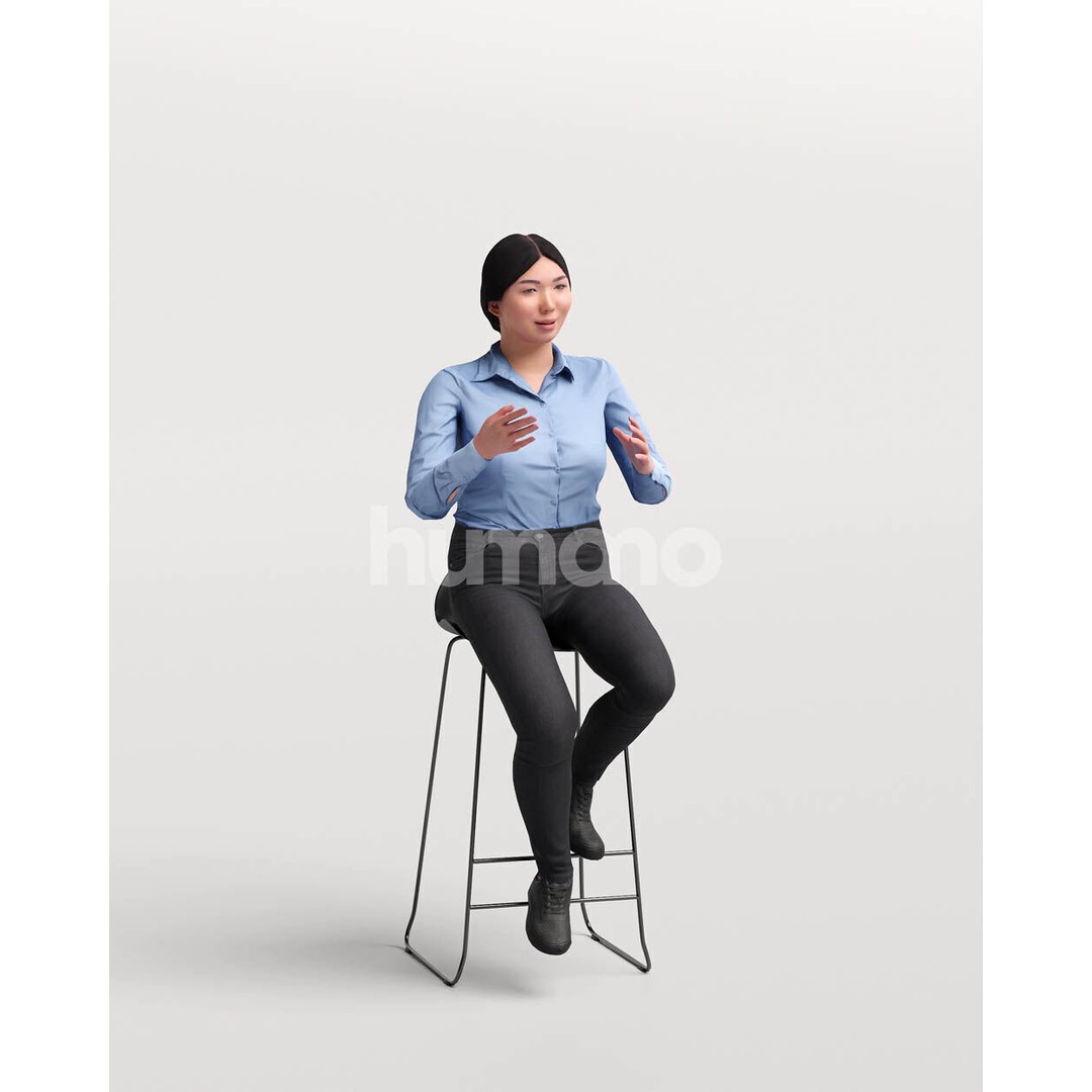 Humano Asian Woman 3D Model – Realistic Posed Character, FBX, Blender - View 13
