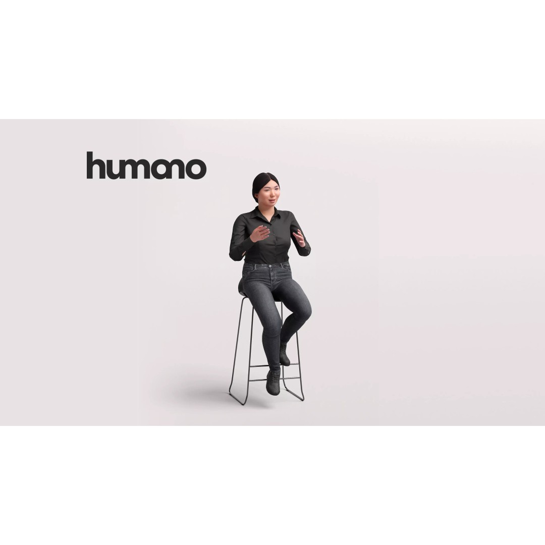 Humano Asian Woman 3D Model – Realistic Posed Character, FBX, Blender - View 2