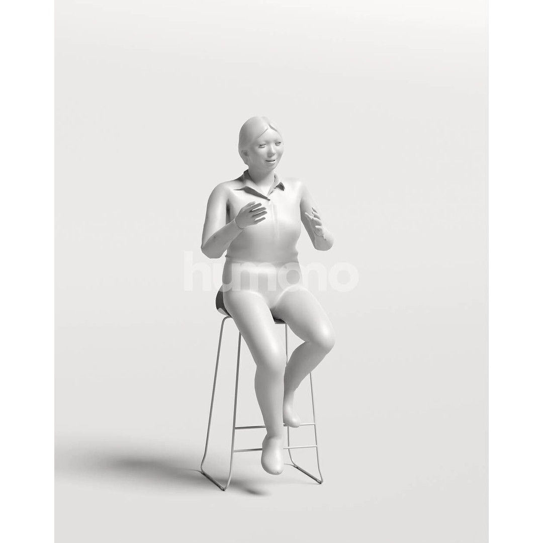 Humano Asian Woman 3D Model – Realistic Posed Character, FBX, Blender - View 4