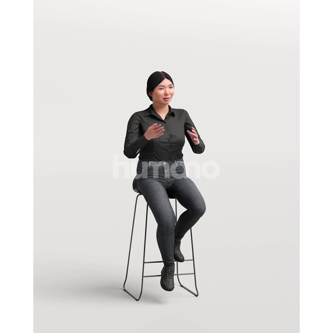 Humano Asian Woman 3D Model – Realistic Posed Character, FBX, Blender - View 5