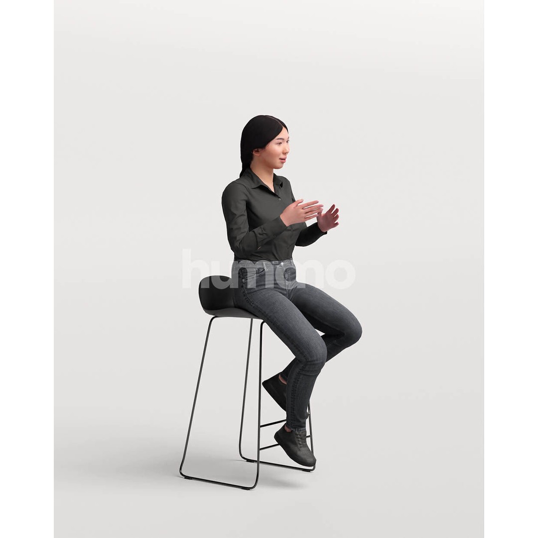 Humano Asian Woman 3D Model – Realistic Posed Character, FBX, Blender - View 6