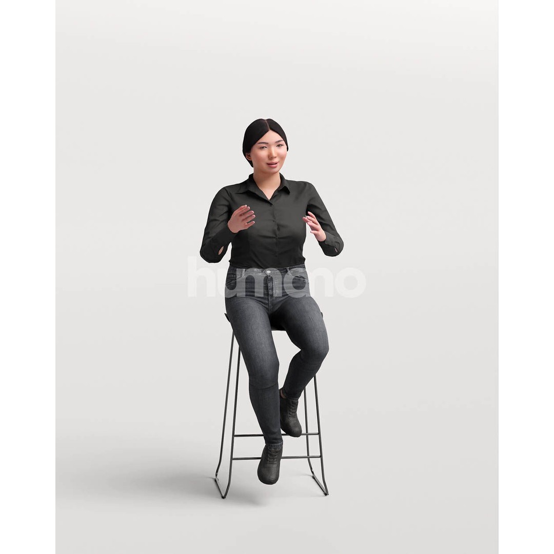 Humano Asian Woman 3D Model – Realistic Posed Character, FBX, Blender - View 7