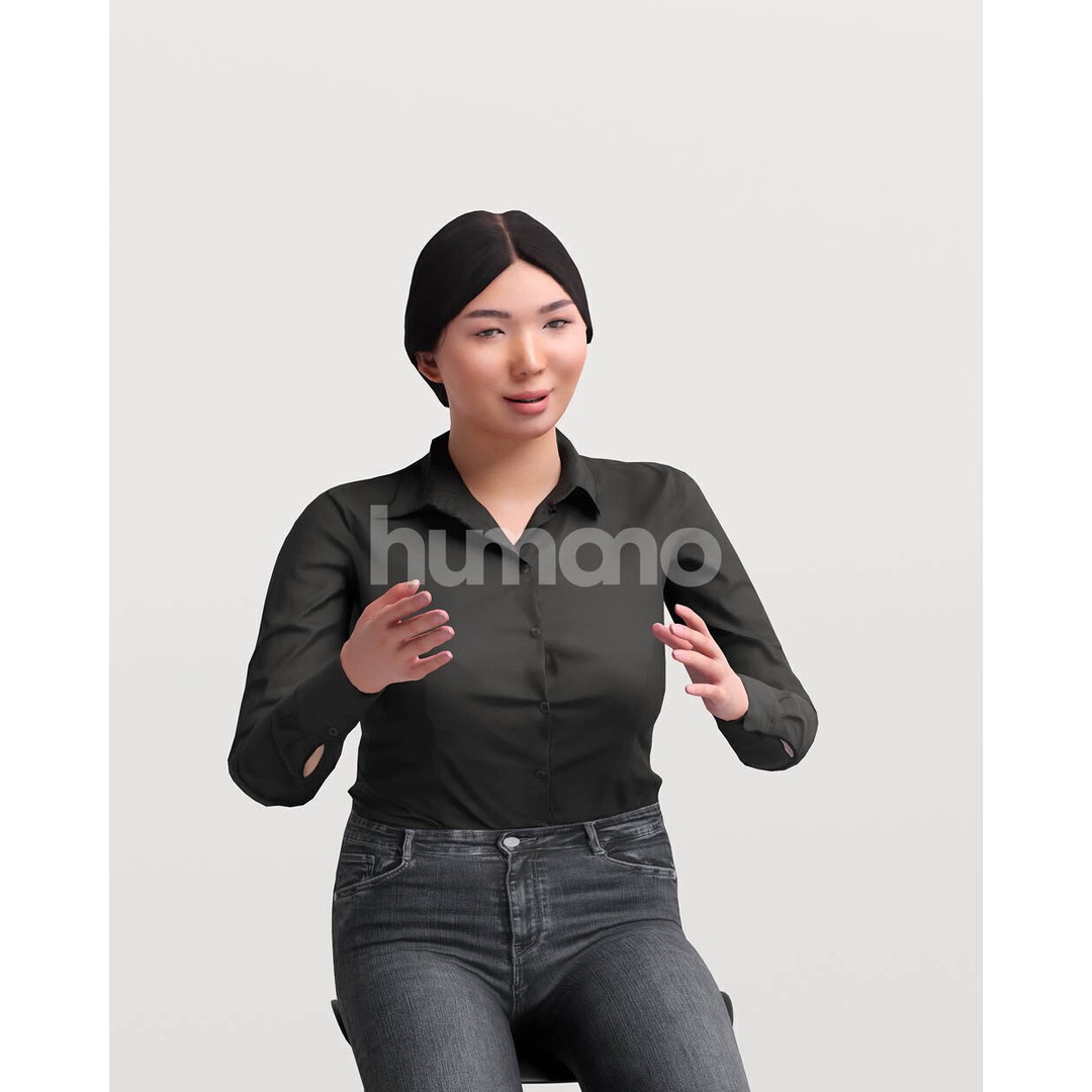 Humano Asian Woman 3D Model – Realistic Posed Character, FBX, Blender - View 9
