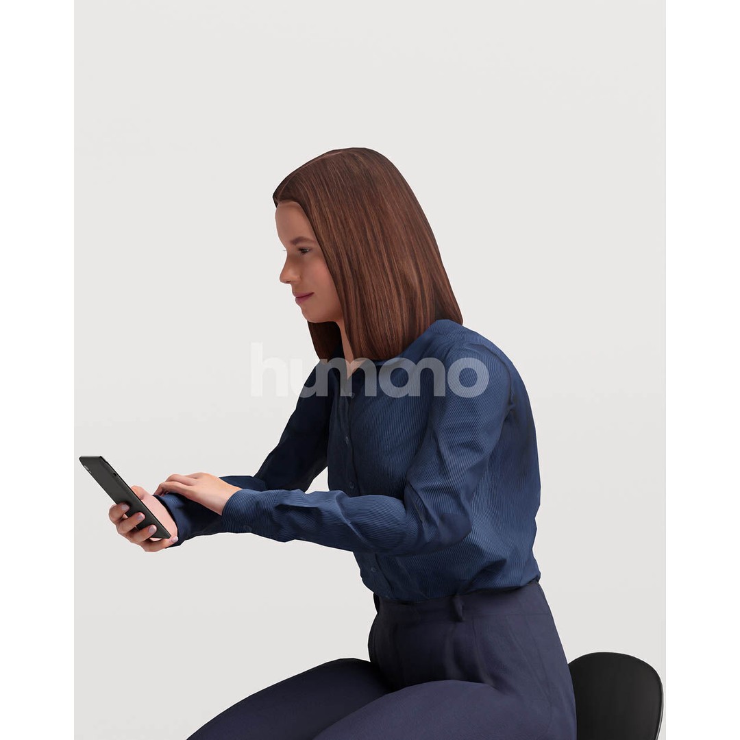 Humano Woman Sitting on Stool 3D Model – High Poly PBR Character, FBX - View 10