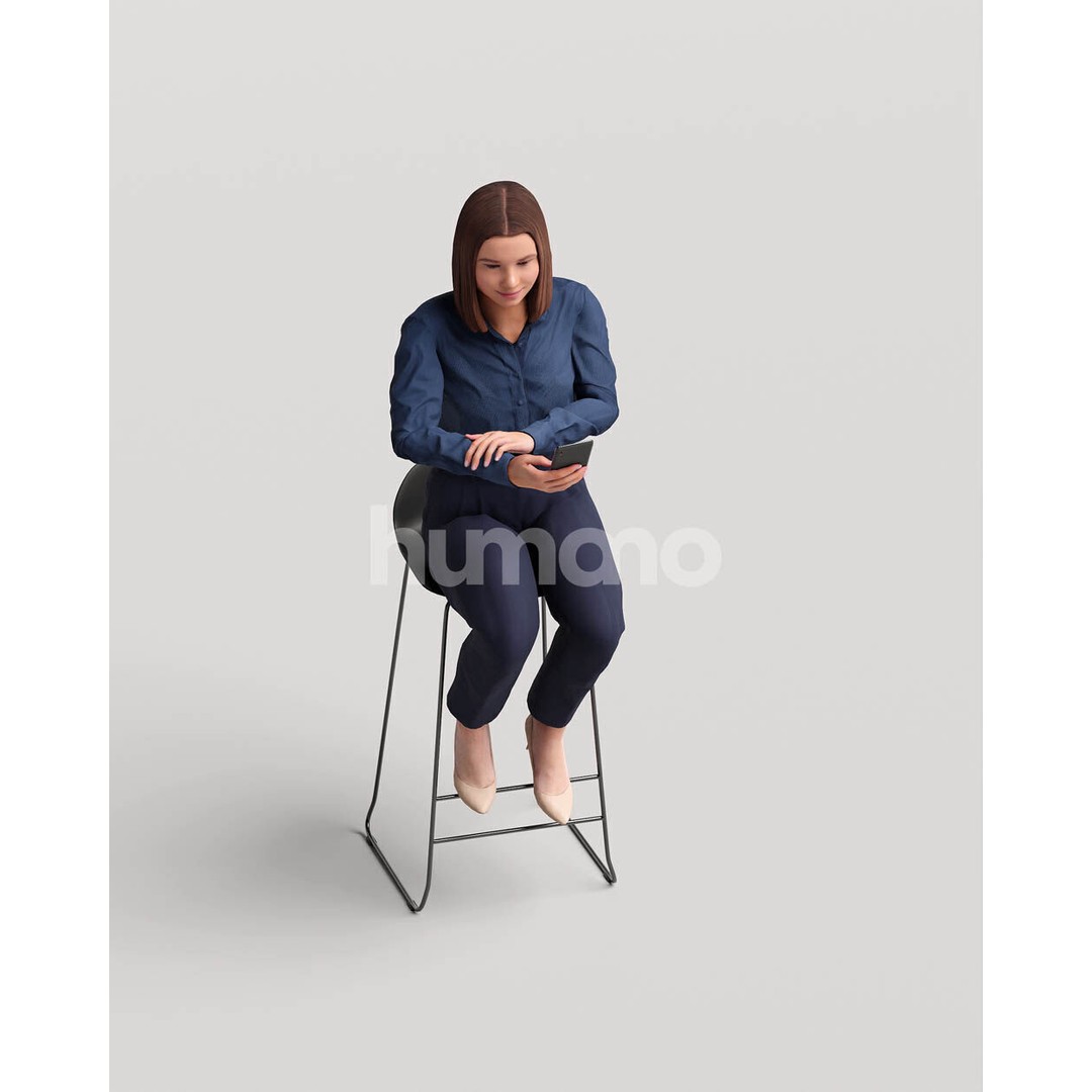 Humano Woman Sitting on Stool 3D Model – High Poly PBR Character, FBX - View 11