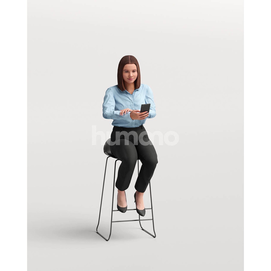 Humano Woman Sitting on Stool 3D Model – High Poly PBR Character, FBX - View 12