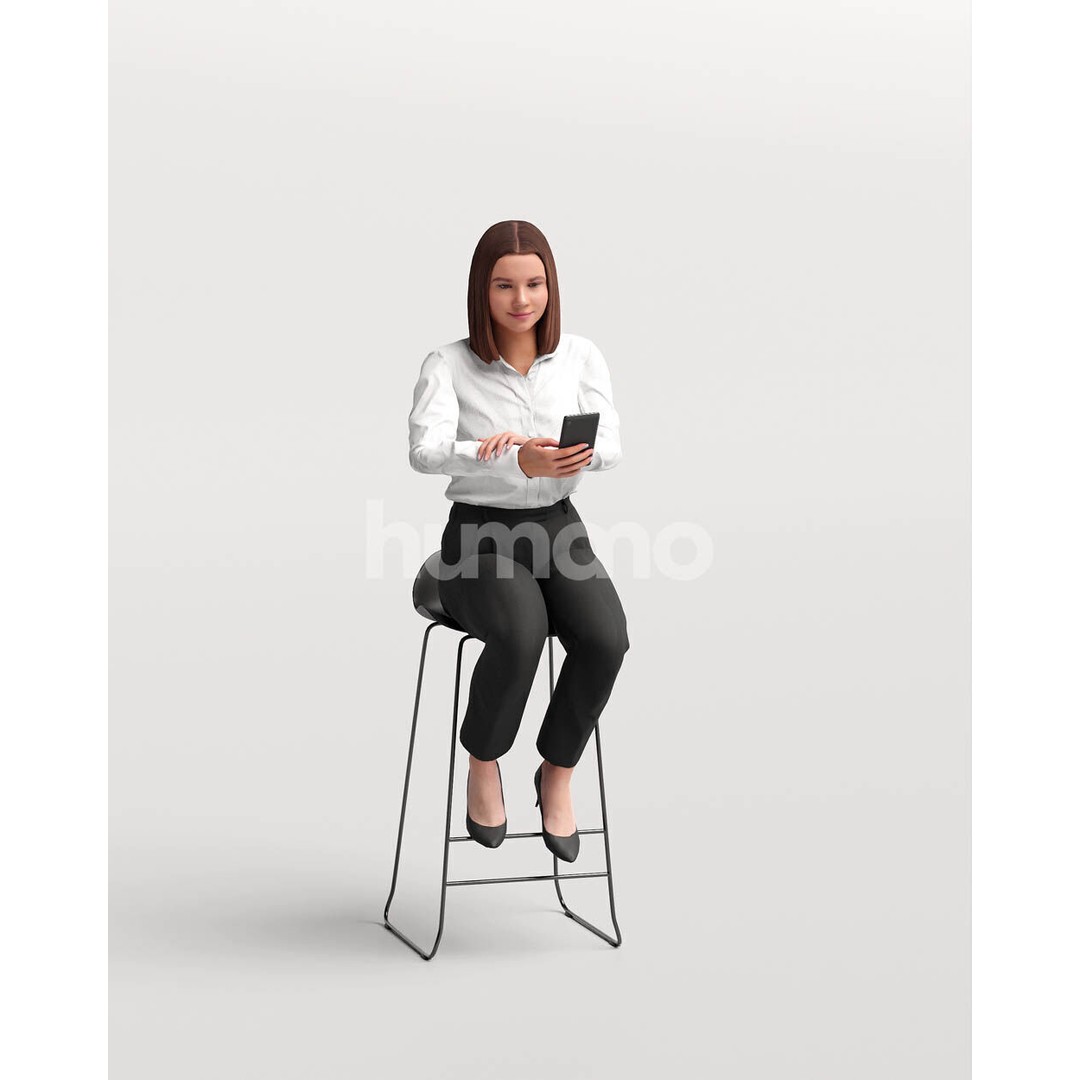 Humano Woman Sitting on Stool 3D Model – High Poly PBR Character, FBX - View 13