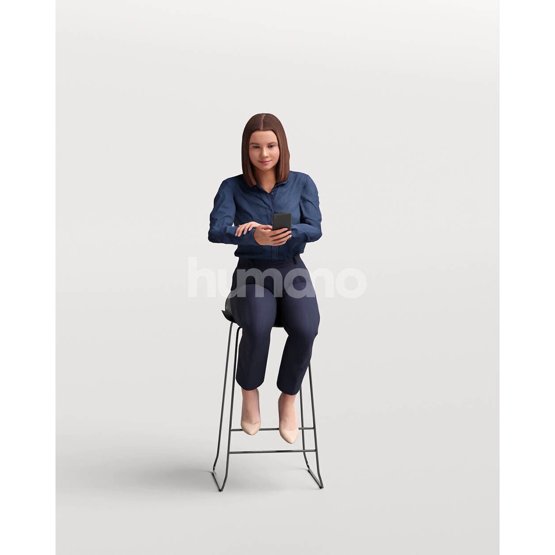 Humano Woman Sitting on Stool 3D Model – High Poly PBR Character, FBX - View 7