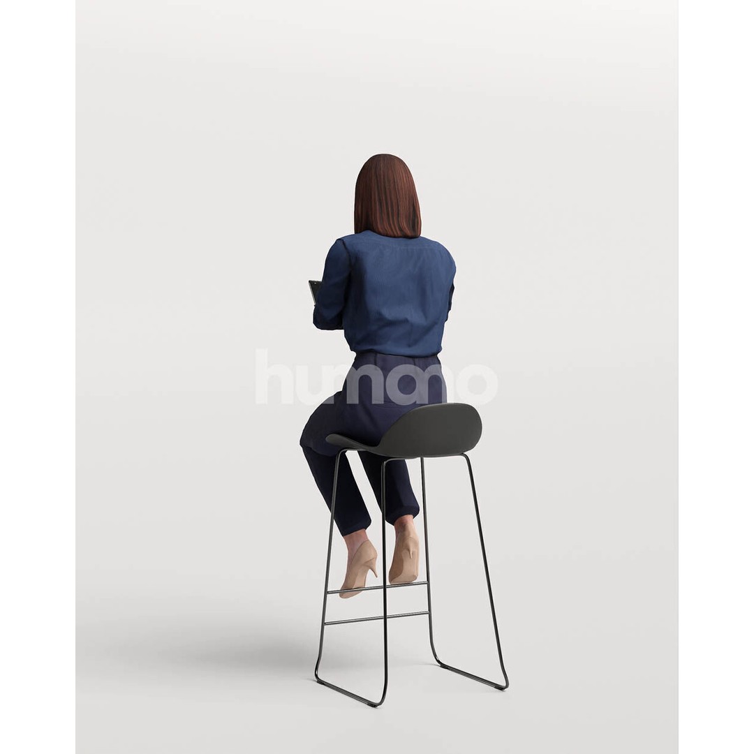 Humano Woman Sitting on Stool 3D Model – High Poly PBR Character, FBX - View 8