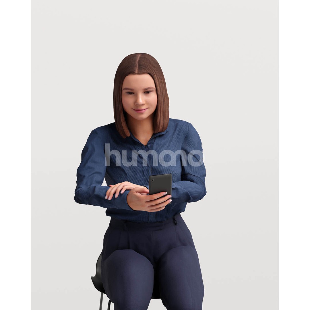 Humano Woman Sitting on Stool 3D Model – High Poly PBR Character, FBX - View 9