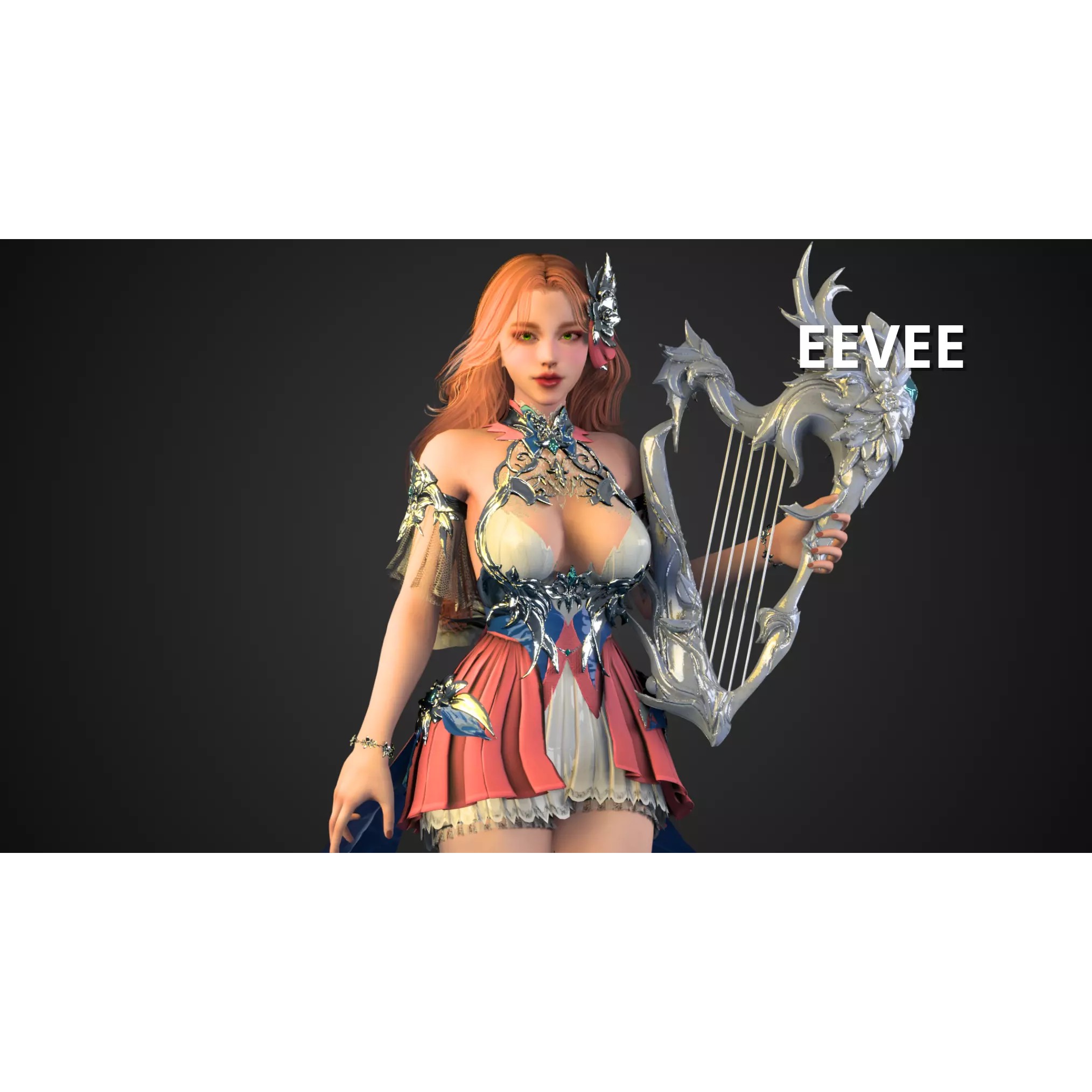 Forest Lyrist Woman - Low-Poly Game-Ready 3D Model - View 15