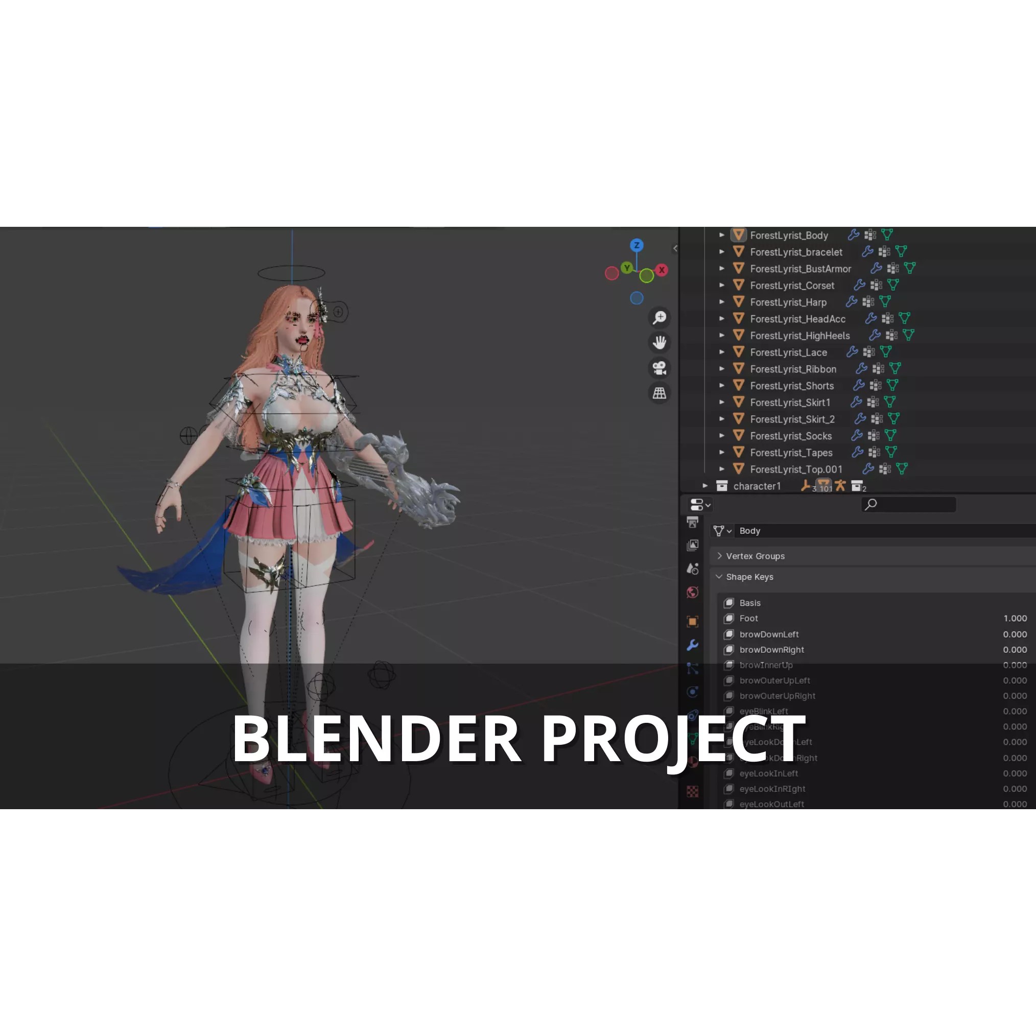 Forest Lyrist Woman - Low-Poly Game-Ready 3D Model - View 18