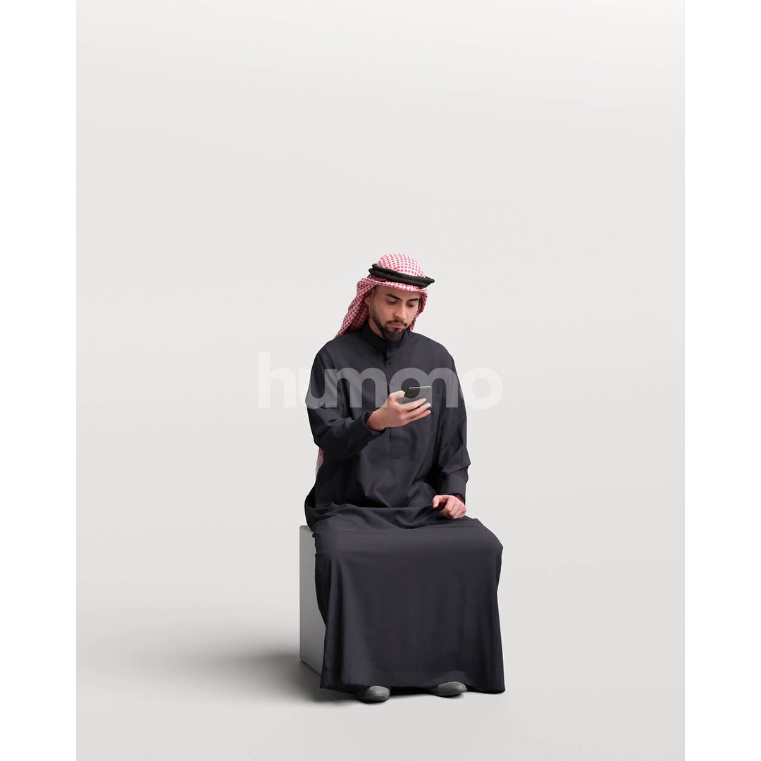 Arab Man in Thobe 3D Model – Realistic PBR Character Asset, FBX