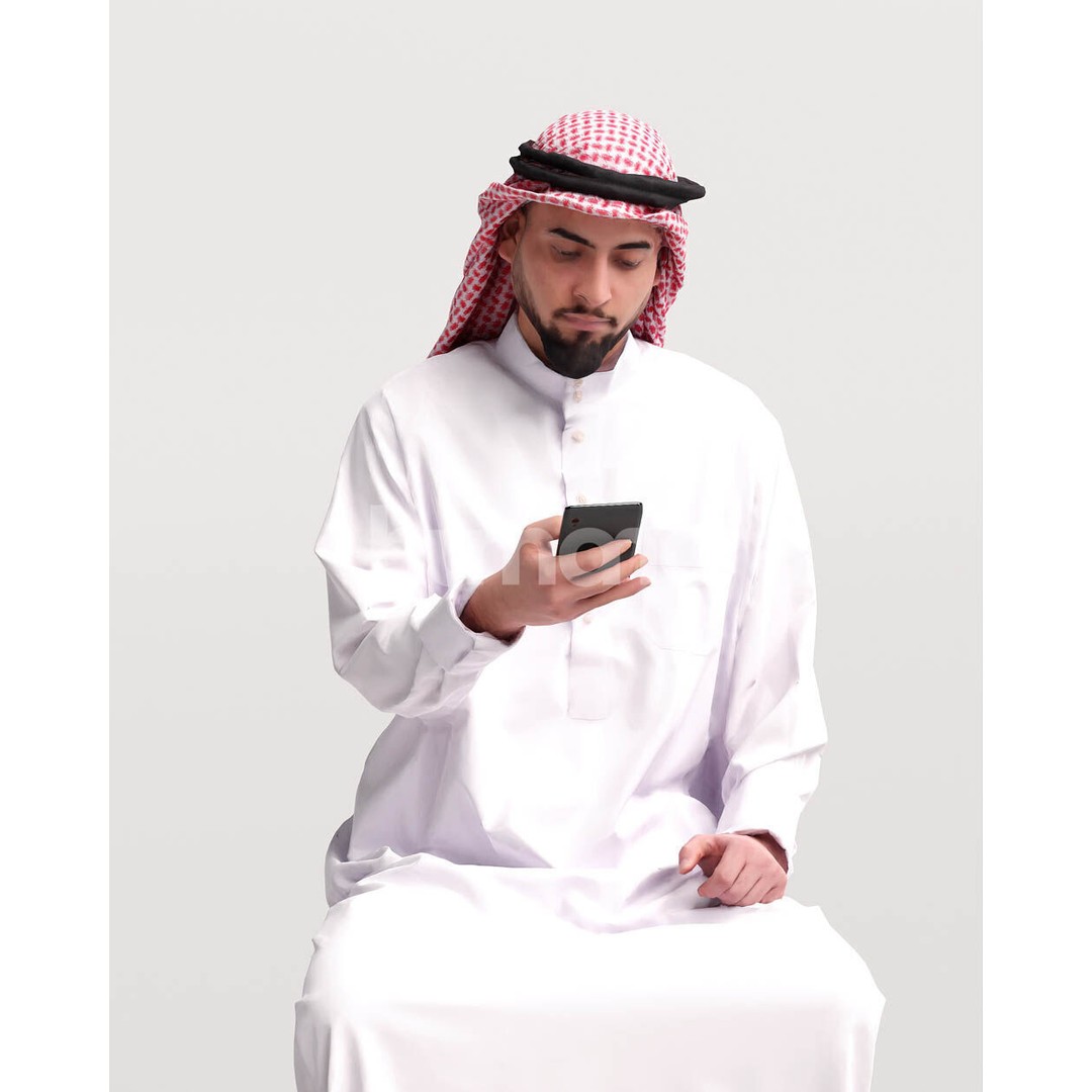 Arab Man in Thobe 3D Model – Realistic PBR Character Asset, FBX - View 10