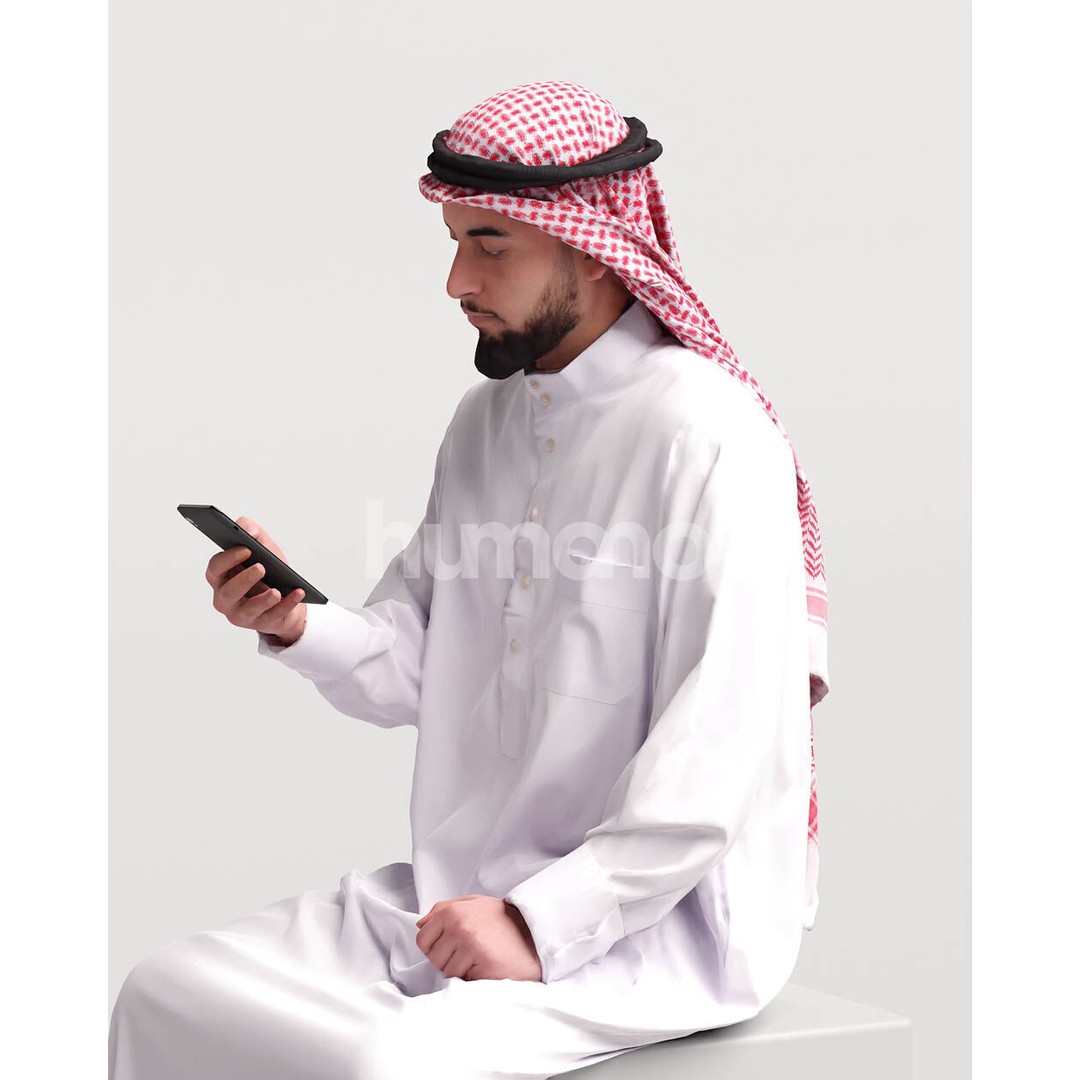 Arab Man in Thobe 3D Model – Realistic PBR Character Asset, FBX - View 11