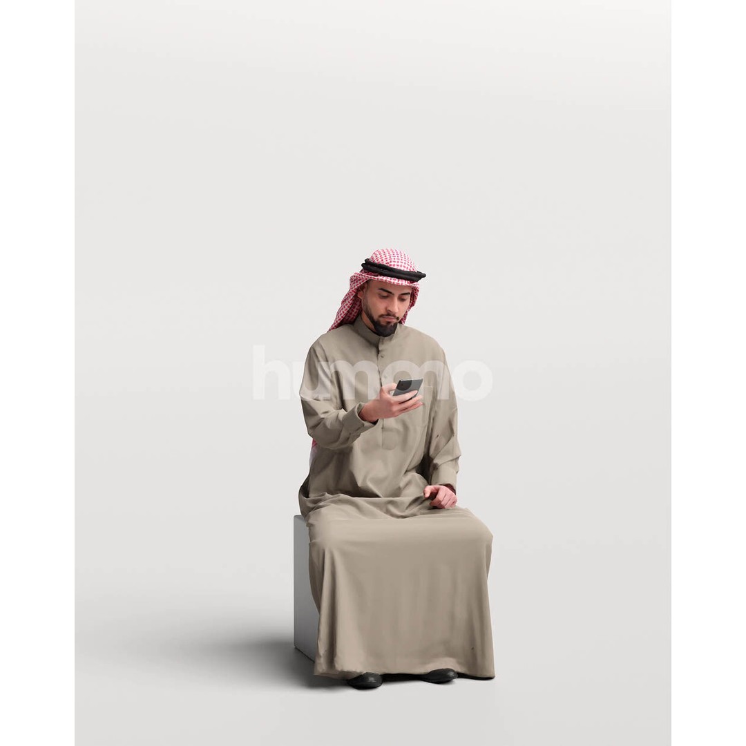 Arab Man in Thobe 3D Model – Realistic PBR Character Asset, FBX - View 12