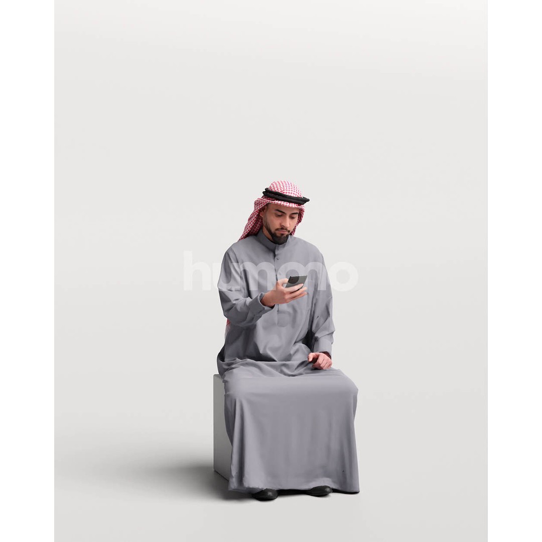 Arab Man in Thobe 3D Model – Realistic PBR Character Asset, FBX - View 13
