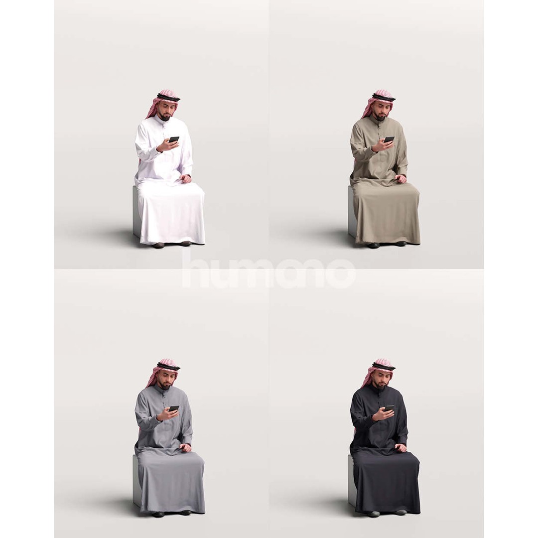 Arab Man in Thobe 3D Model – Realistic PBR Character Asset, FBX - View 3