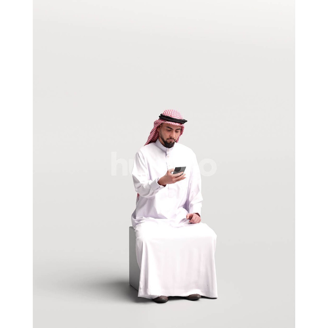 Arab Man in Thobe 3D Model – Realistic PBR Character Asset, FBX - View 5