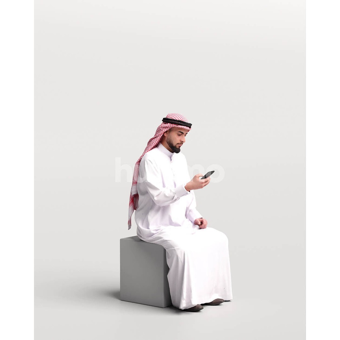 Arab Man in Thobe 3D Model – Realistic PBR Character Asset, FBX - View 6
