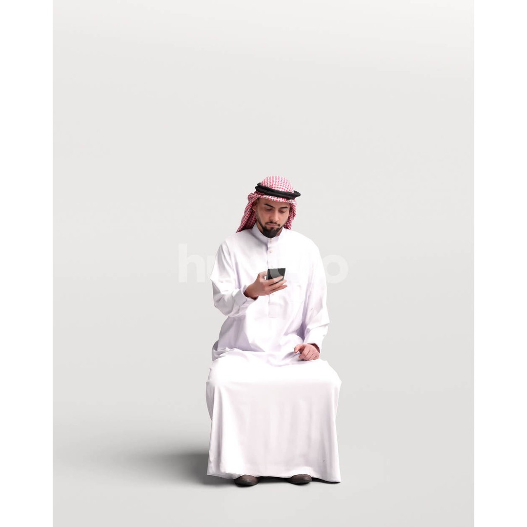 Arab Man in Thobe 3D Model – Realistic PBR Character Asset, FBX - View 7