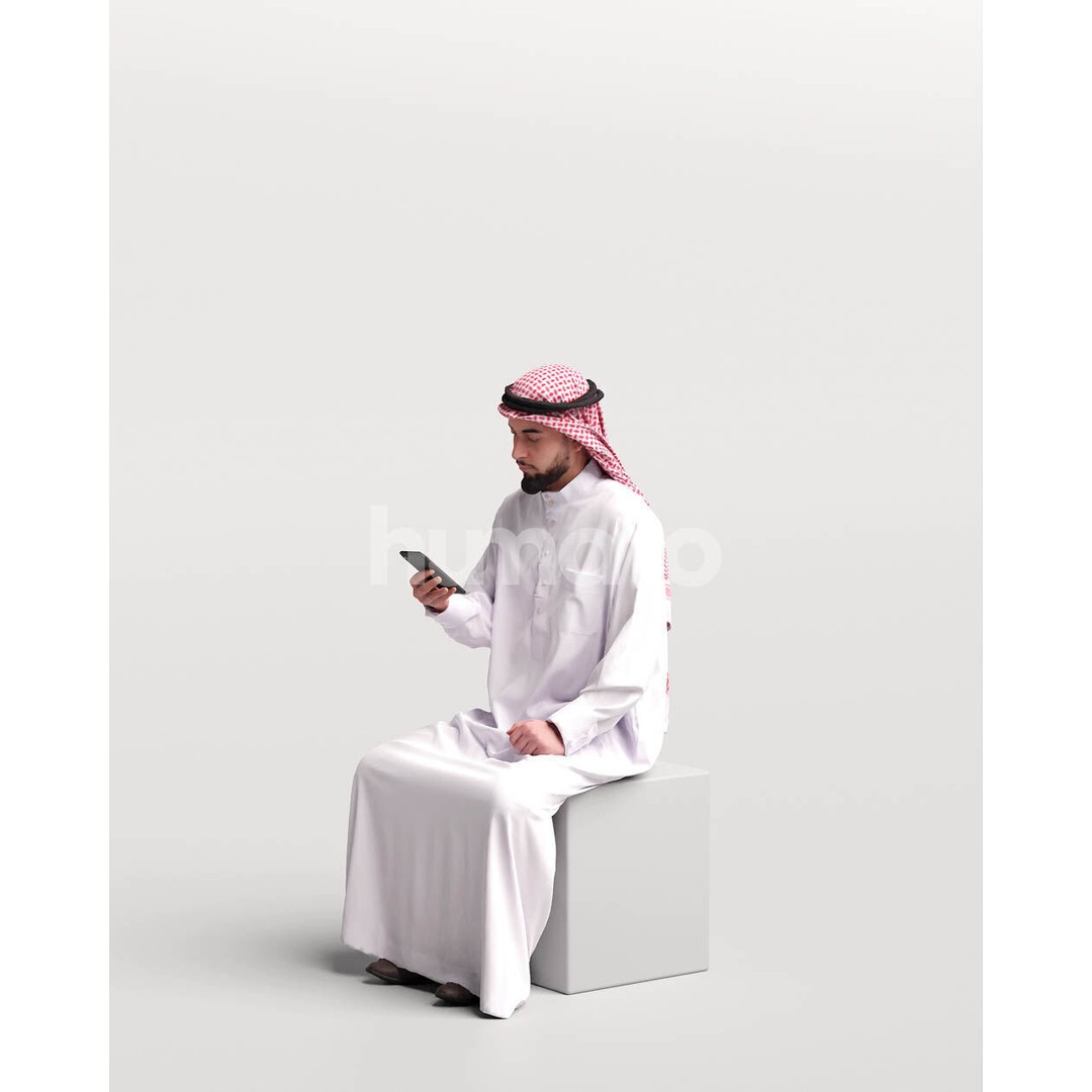 Arab Man in Thobe 3D Model – Realistic PBR Character Asset, FBX - View 9
