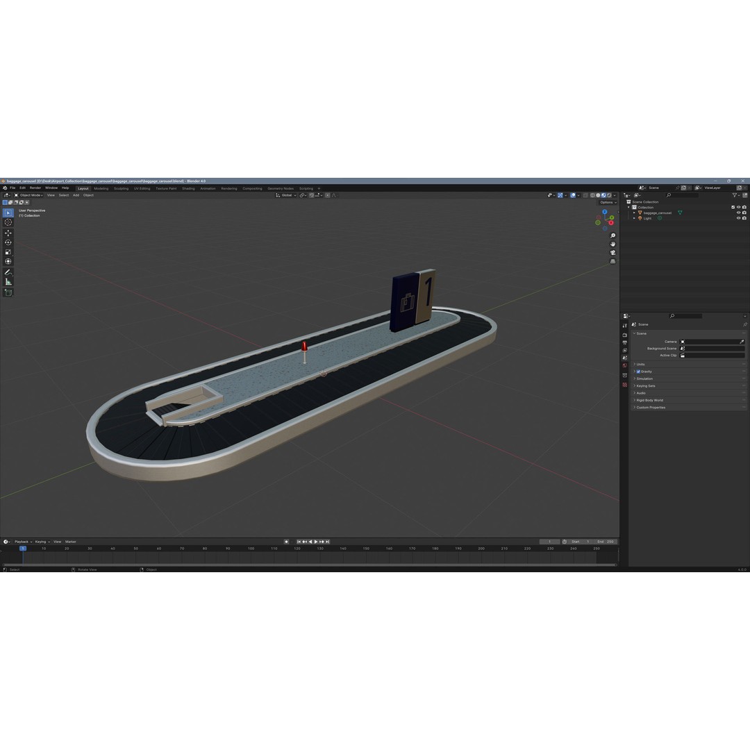 Baggage Carousel 3D Model – Low Poly Game Asset, FBX, PBR - View 13
