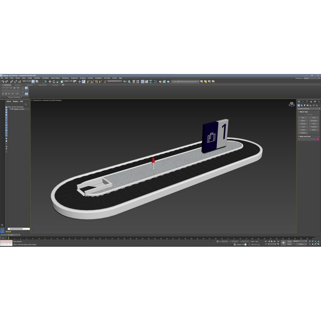 Baggage Carousel 3D Model – Low Poly Game Asset, FBX, PBR - View 15
