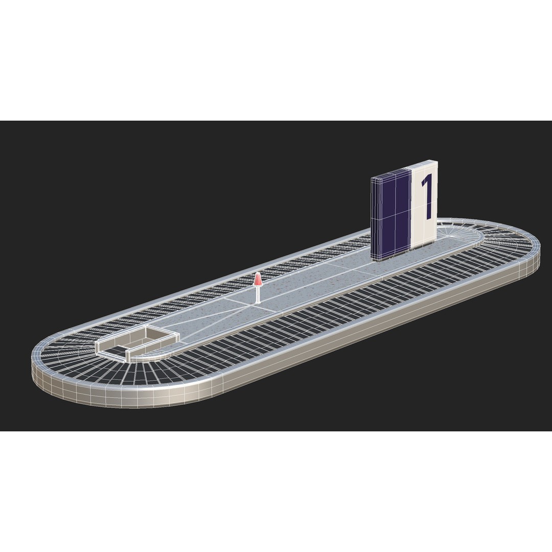 Baggage Carousel 3D Model – Low Poly Game Asset, FBX, PBR - View 17