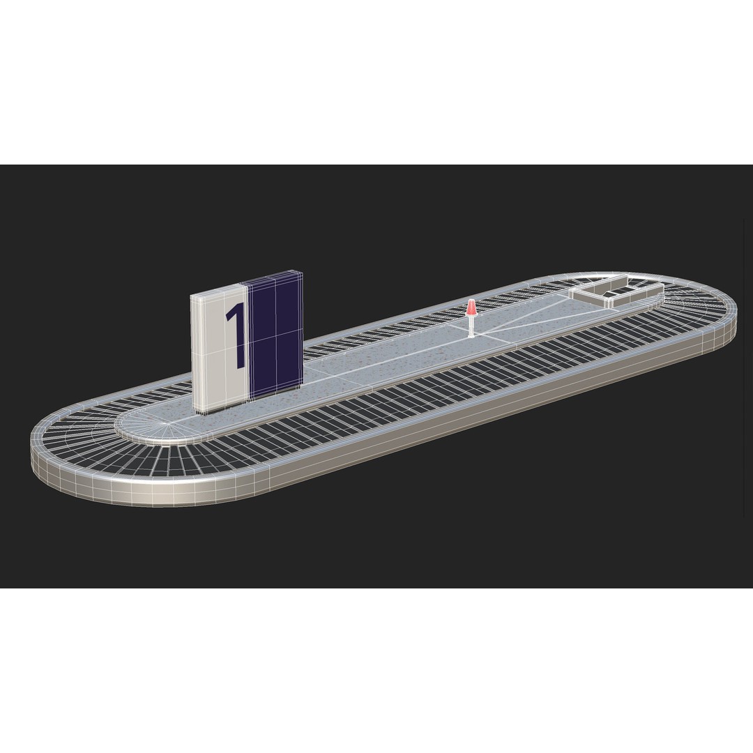 Baggage Carousel 3D Model – Low Poly Game Asset, FBX, PBR - View 18