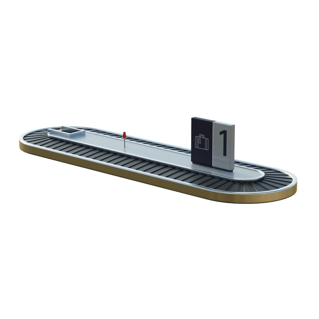 Baggage Carousel 3D Model – Low Poly Game Asset, FBX, PBR - View 3