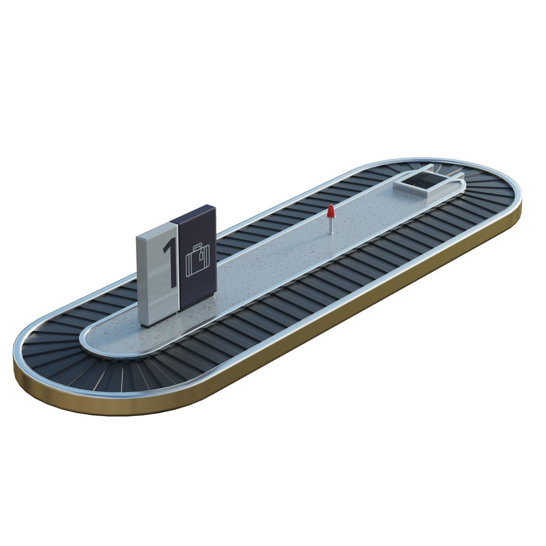 Baggage Carousel 3D Model – Low Poly Game Asset, FBX, PBR - View 9