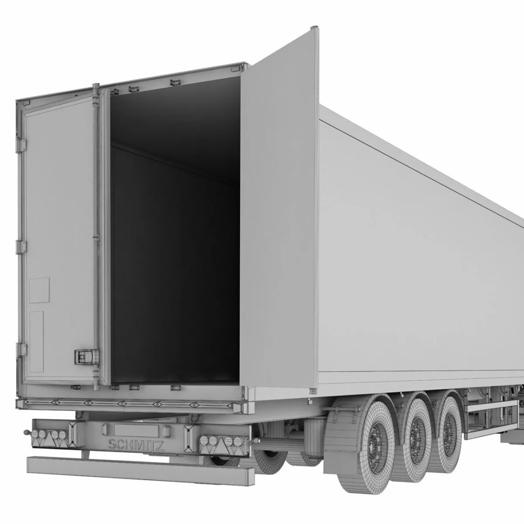 Box Semi Trailer 3D Model – Realistic Cargo Vehicle, FBX & OBJ Formats - View 11