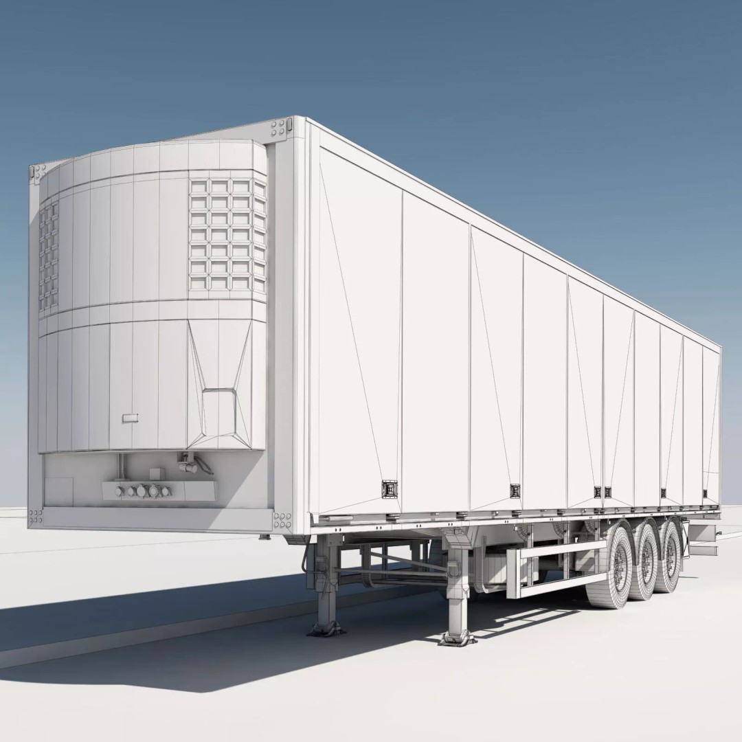 Box Semi Trailer 3D Model – Realistic Cargo Vehicle, FBX & OBJ Formats - View 12