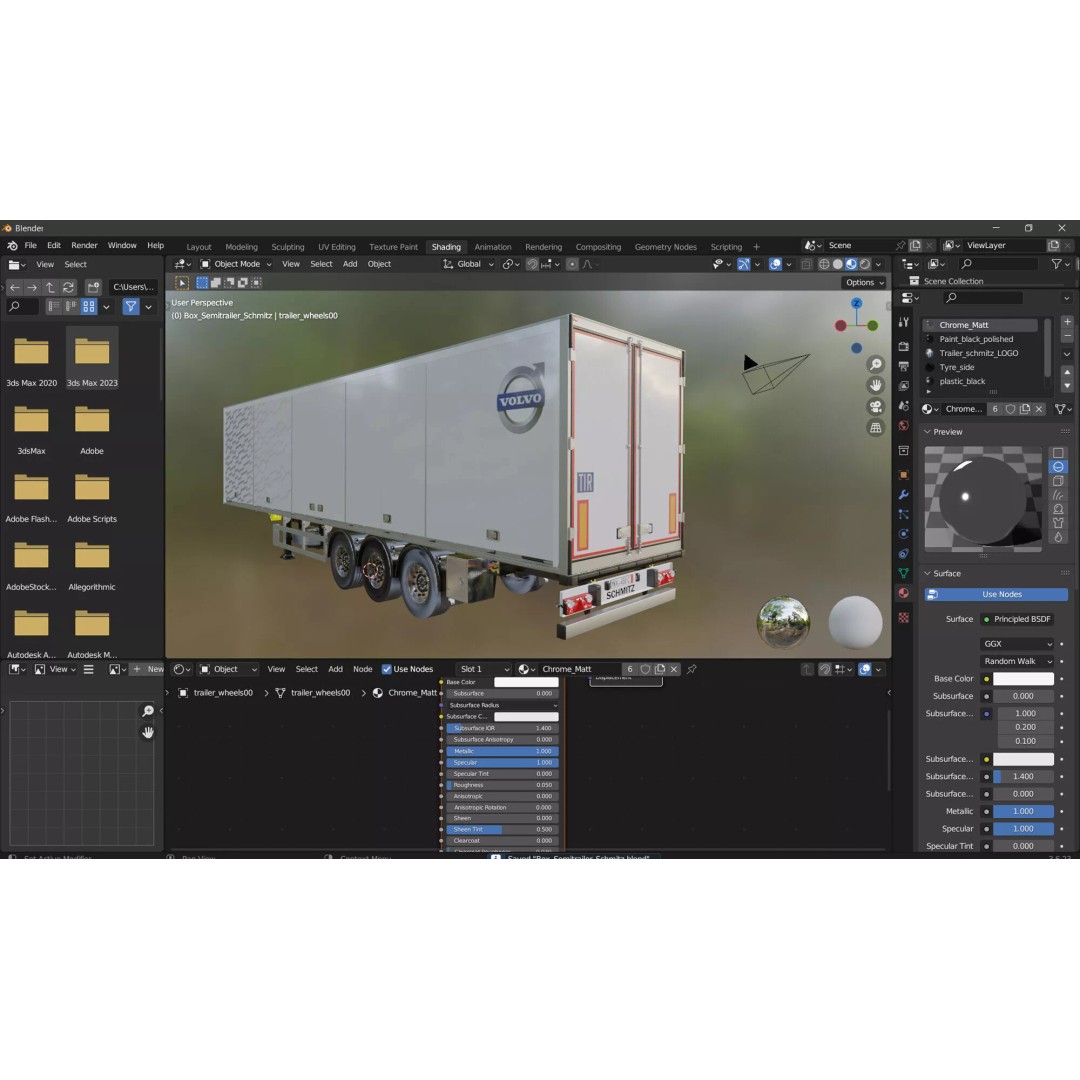 Box Semi Trailer 3D Model – Realistic Cargo Vehicle, FBX & OBJ Formats - View 4