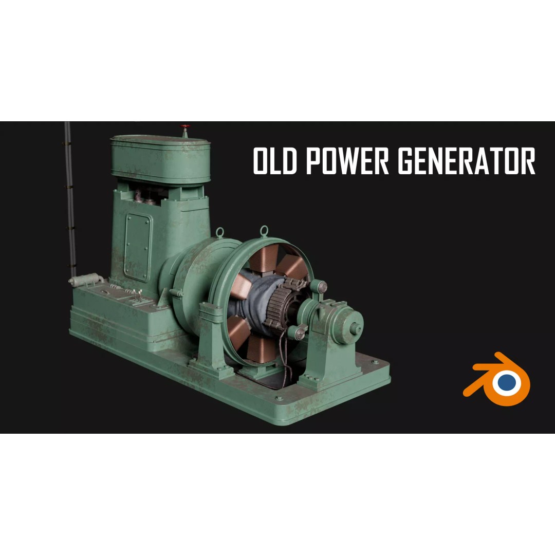 Old Electric Power Generator 3D Model – Modular Low Poly Game Asset, FBX - View 2